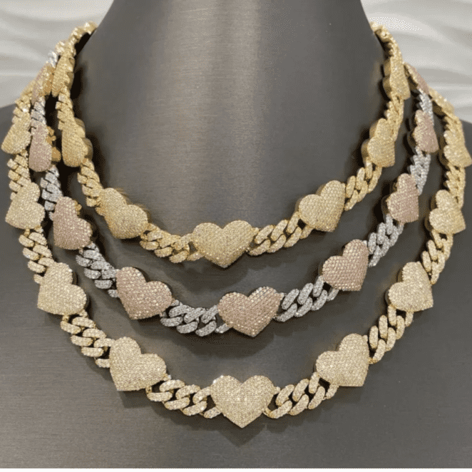 18mm Iced Out Cuban Link Men’s Silver Diamond Moissanite Chains