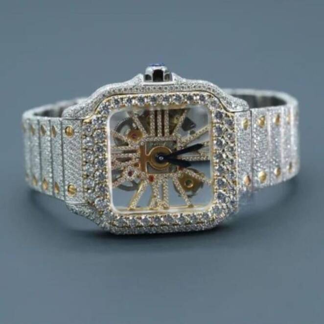 Bold Design Bust Down Moissanite Iced Watch