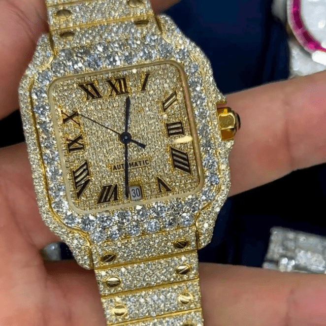 Classic Moissanite Diamond Iced Out Bust Down Automatic Luxury Watch