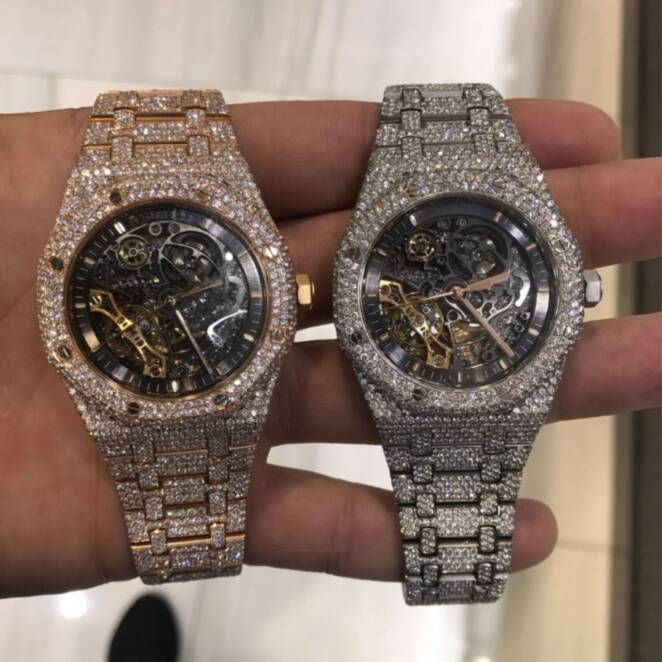 Premium Frosted Bust Down Iced Out Watches, Moissanite Watches