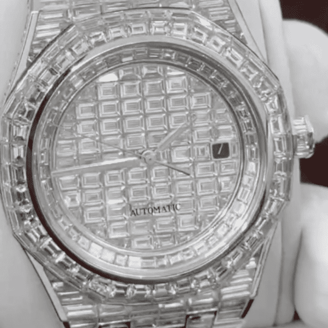 Iced Out Moissanite Watches with Round Case for Men & Women