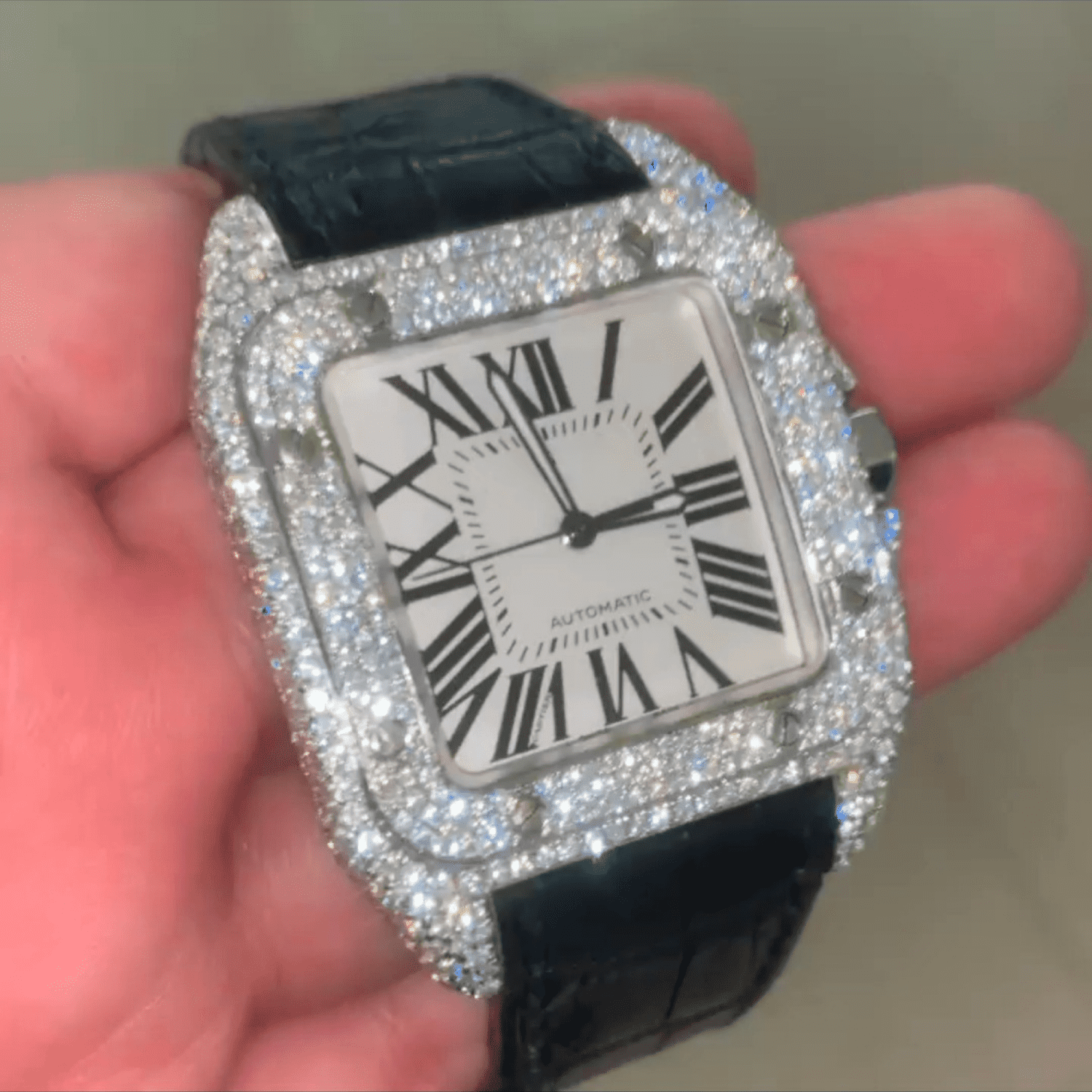 Hip-Hop Style Moissanite Watch with Silicone Band - Image 3