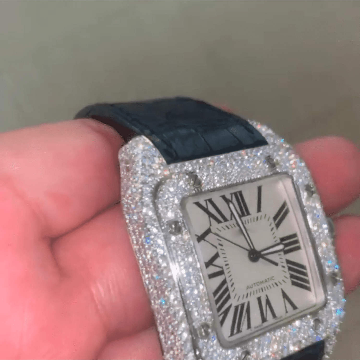 Hip-Hop Style Moissanite Watch with Silicone Band - Image 2