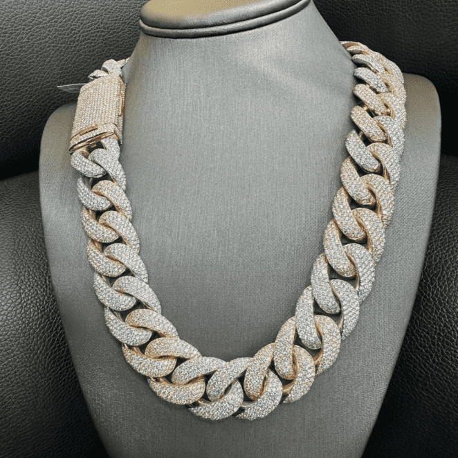 22mm Mens Moissanite Cuban Link Chain