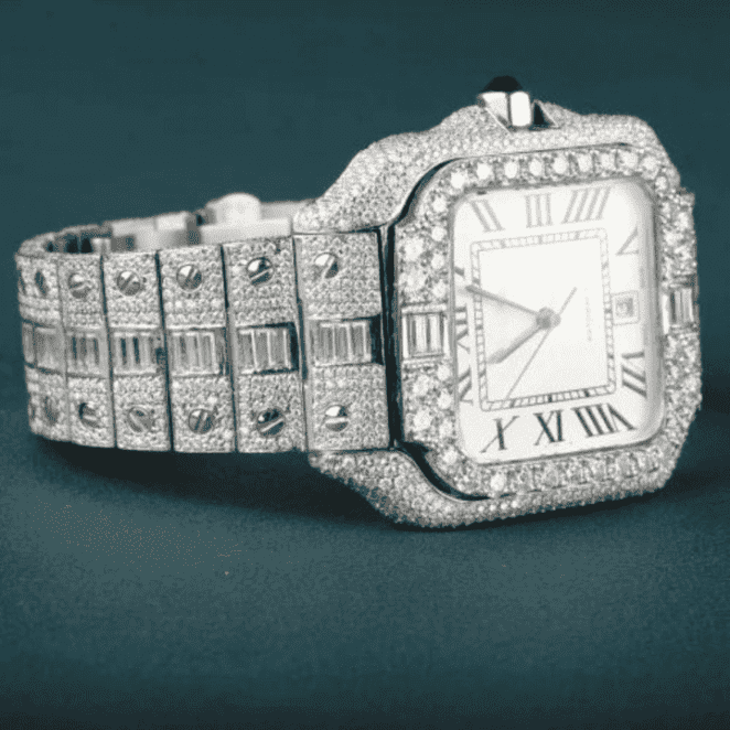 Elite Build Bust Down Iced Out Watches, Moissanite Watches