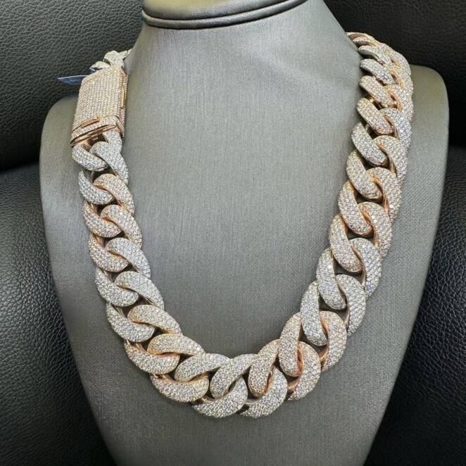 22mm Mens Moissanite Cuban Link Chain