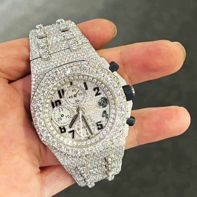 Iced Out Bust Down Moissanite Watch for Stylish Look