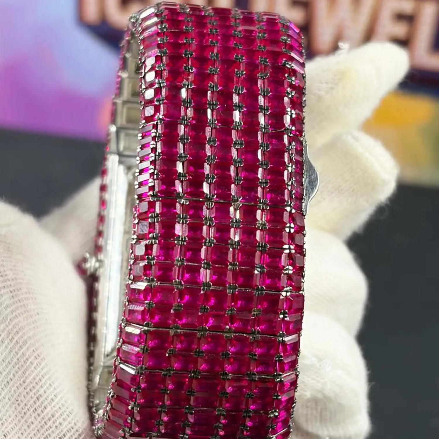 icedjewelz Pink Moissanite Custom Skeleton Watch - VVS Baguette Cut Full Iced Out Tank Watch - Image 7