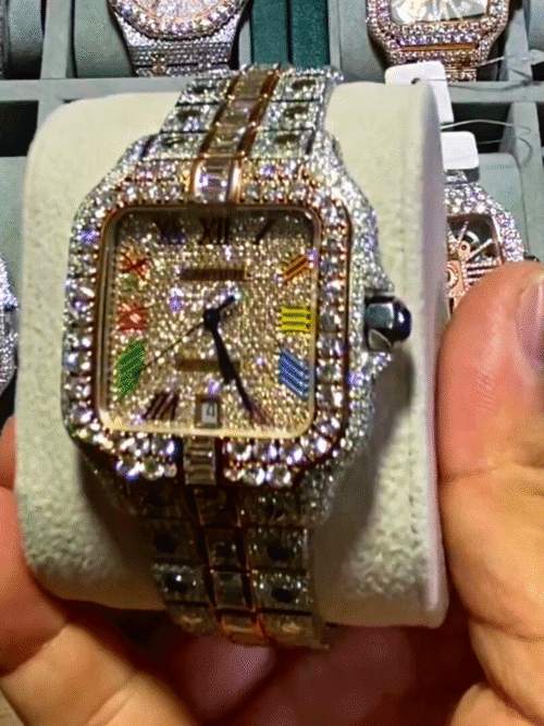 41mm Stainless Steel Iced Out Watches, Made with VVS Moissanite Diamond, Pass Diamond Tester