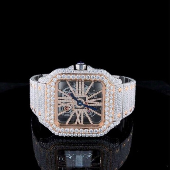 Diamond Moissanite watch - full iced out skeleton