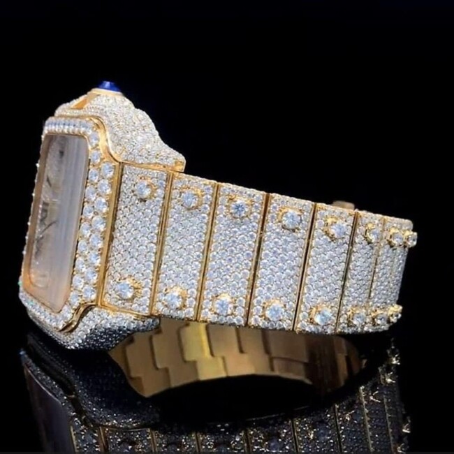 Stainless Steel Diamond-Cut VVS Moissanite Watch for Wedding - Image 8