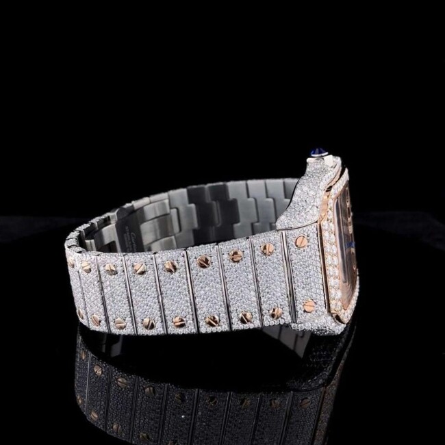 Diamond Moissanite watch - full iced out skeleton - Image 4