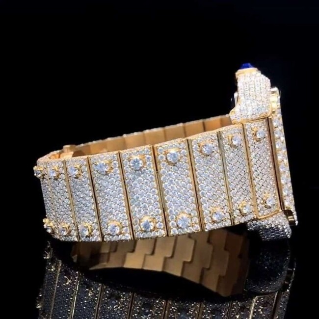 Stainless Steel Diamond-Cut VVS Moissanite Watch for Wedding - Image 7