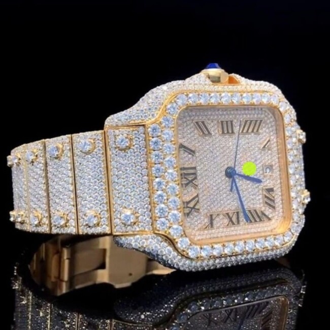 Stainless Steel Diamond-Cut VVS Moissanite Watch for Wedding - Image 2