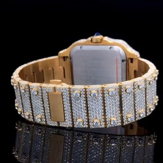 Stainless Steel Diamond-Cut VVS Moissanite Watch for Wedding - Image 3