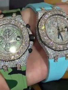 MOISSANITE ICED OUT SILICONE BAND WATCH