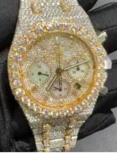 Diamond Moissanite watch | full iced out skeleton | VVS Moissanite Watch