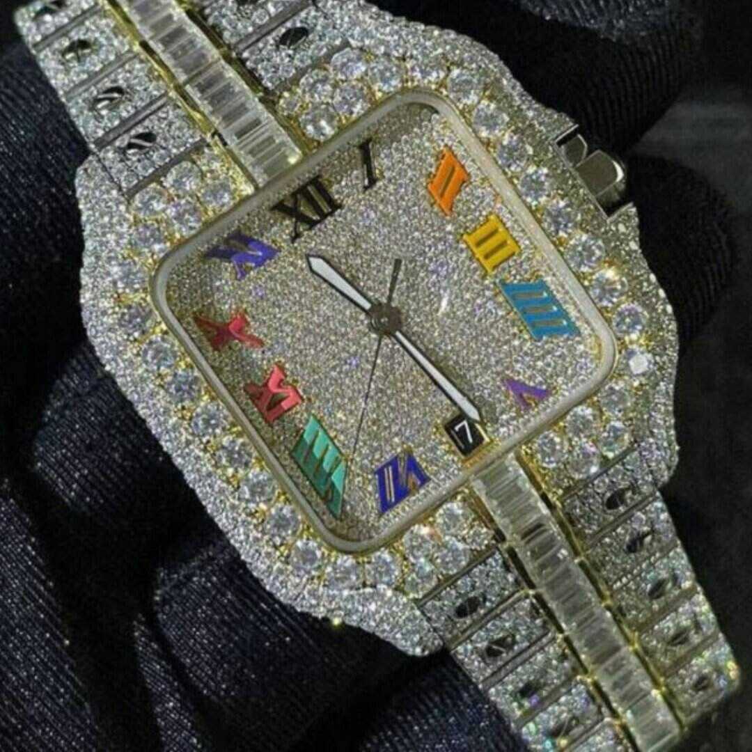 Bust down Moissanite Steel VVS Iced Out Watch 1 Bust down Moissanite Steel VVS Iced Out Watch