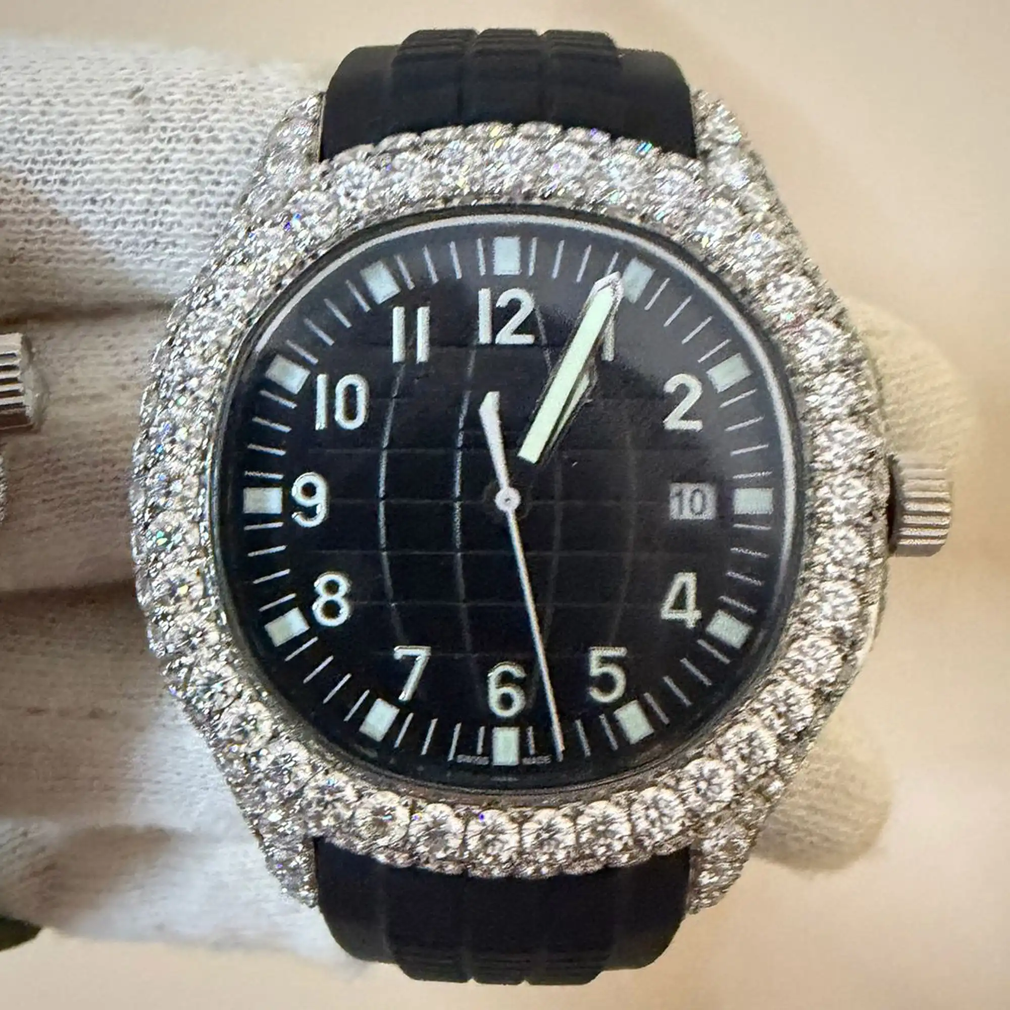 IcedJewelz Fully Iced Out Custom Sport Watch – Black & Olive Green Edition 1 icedout watch 5