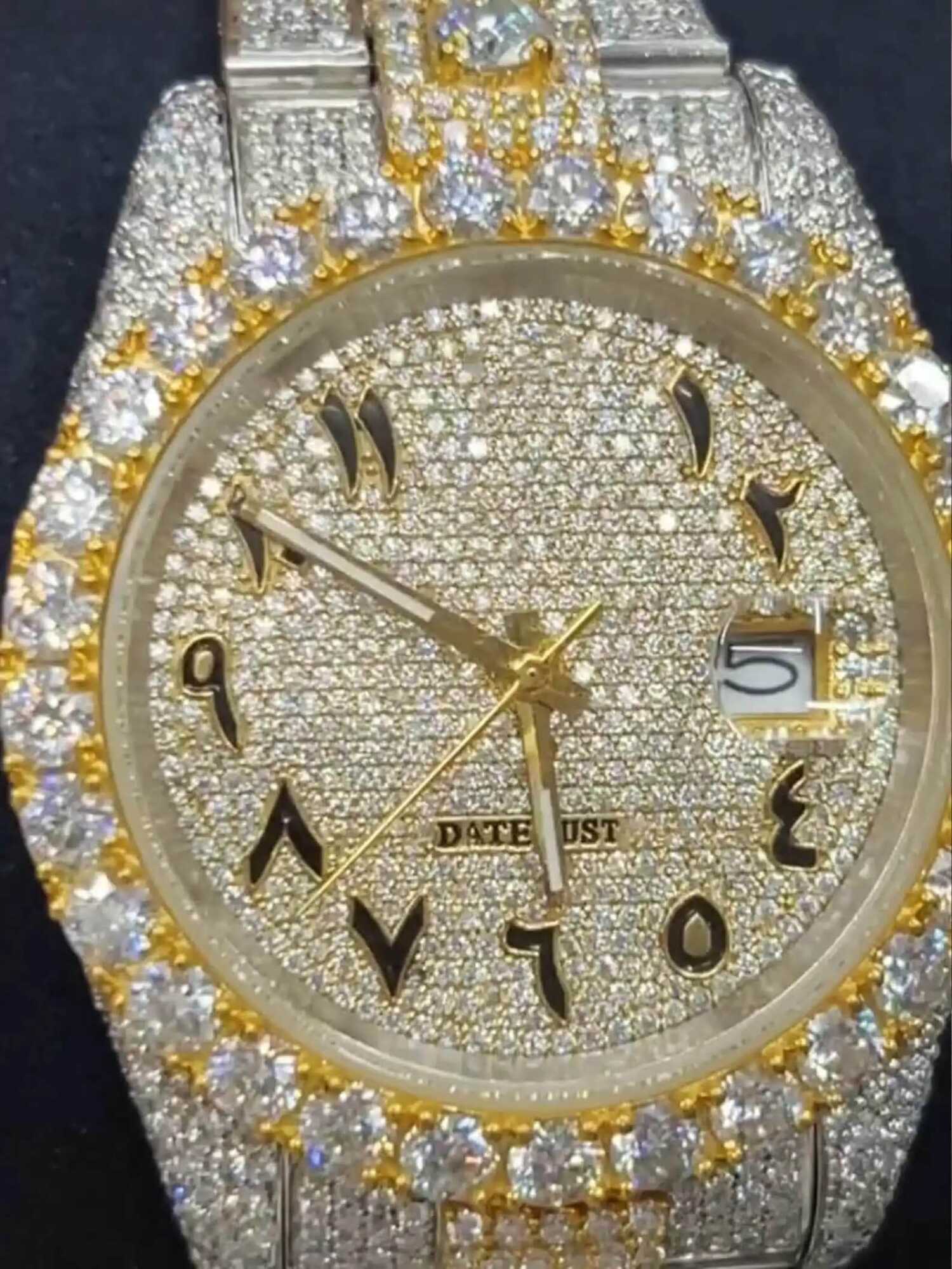 GRA Certified Moissanite Bustdown Watch 4 GRA Certified Moissanite Bustdown Watch
