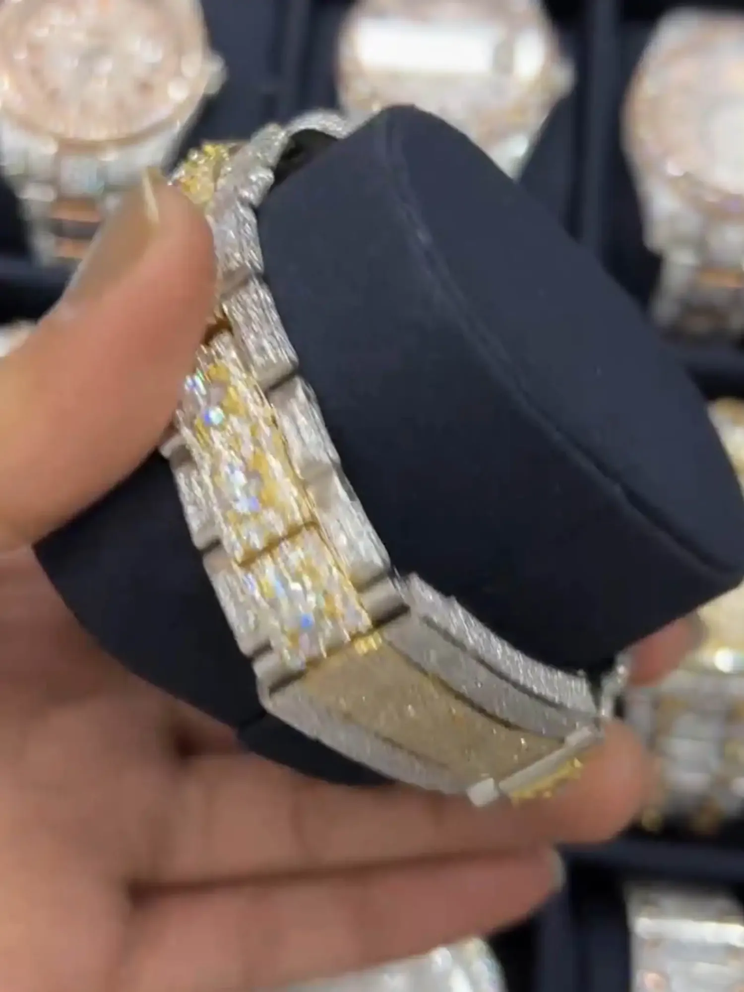GRA Certified Moissanite Bustdown Watch 2 GRA Certified Moissanite Bustdown Watch
