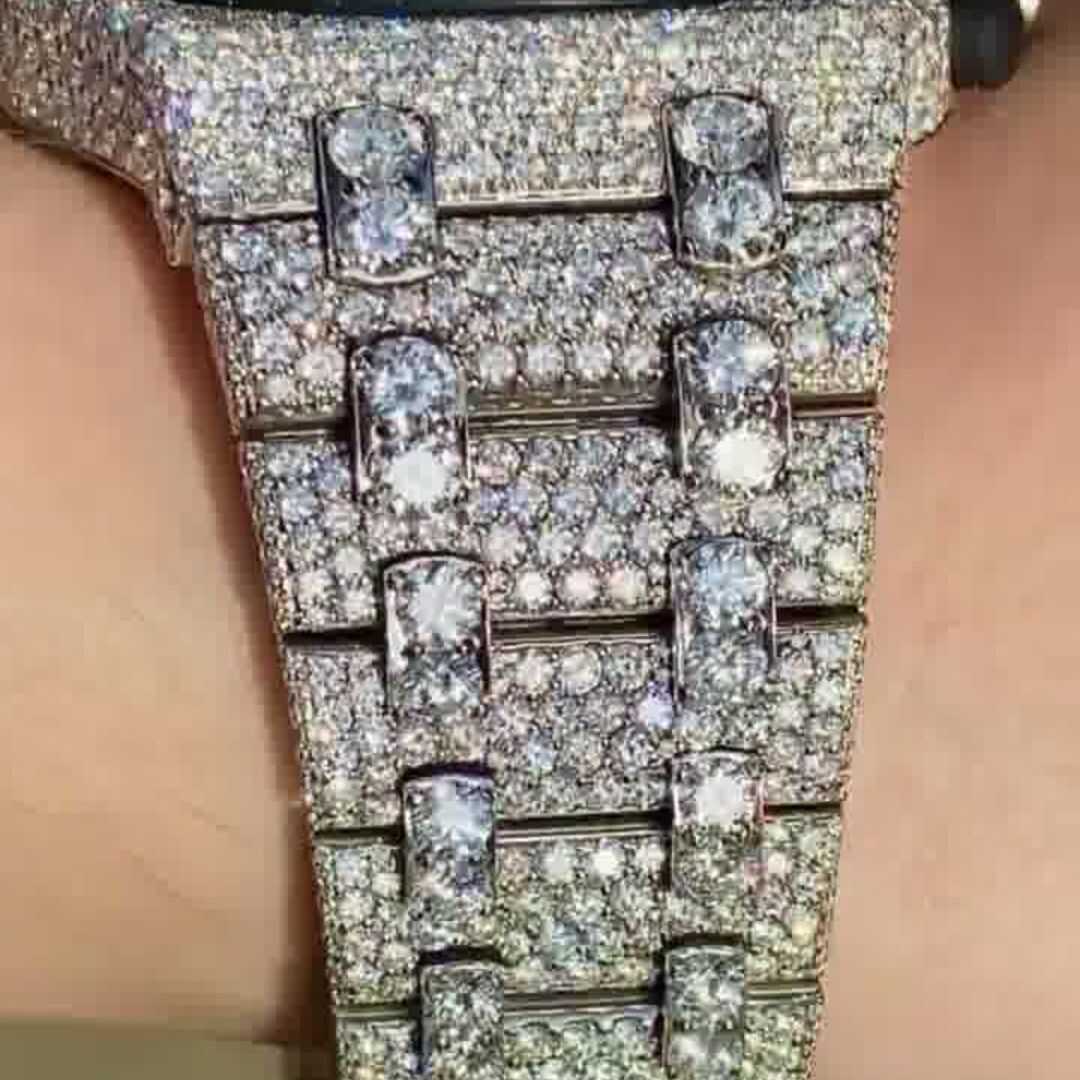 Custom Arabic Dial Chronograph Jumbo Flower Bezel Bust Down Watch – VVS Moissanite Blue Edition 8 Custom Arabic Dial Chronograph Jumbo Flower Bezel Bust Down Watch – VVS Moissanite Blue Edition - Image 8