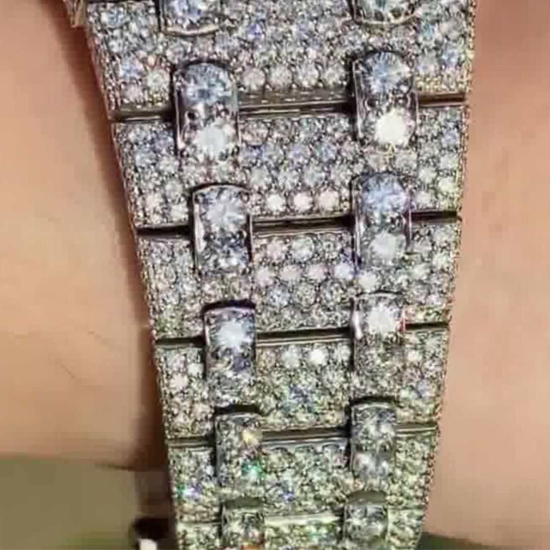 Custom Arabic Dial Chronograph Jumbo Flower Bezel Bust Down Watch – VVS Moissanite Blue Edition 6 Custom Arabic Dial Chronograph Jumbo Flower Bezel Bust Down Watch – VVS Moissanite Blue Edition - Image 6