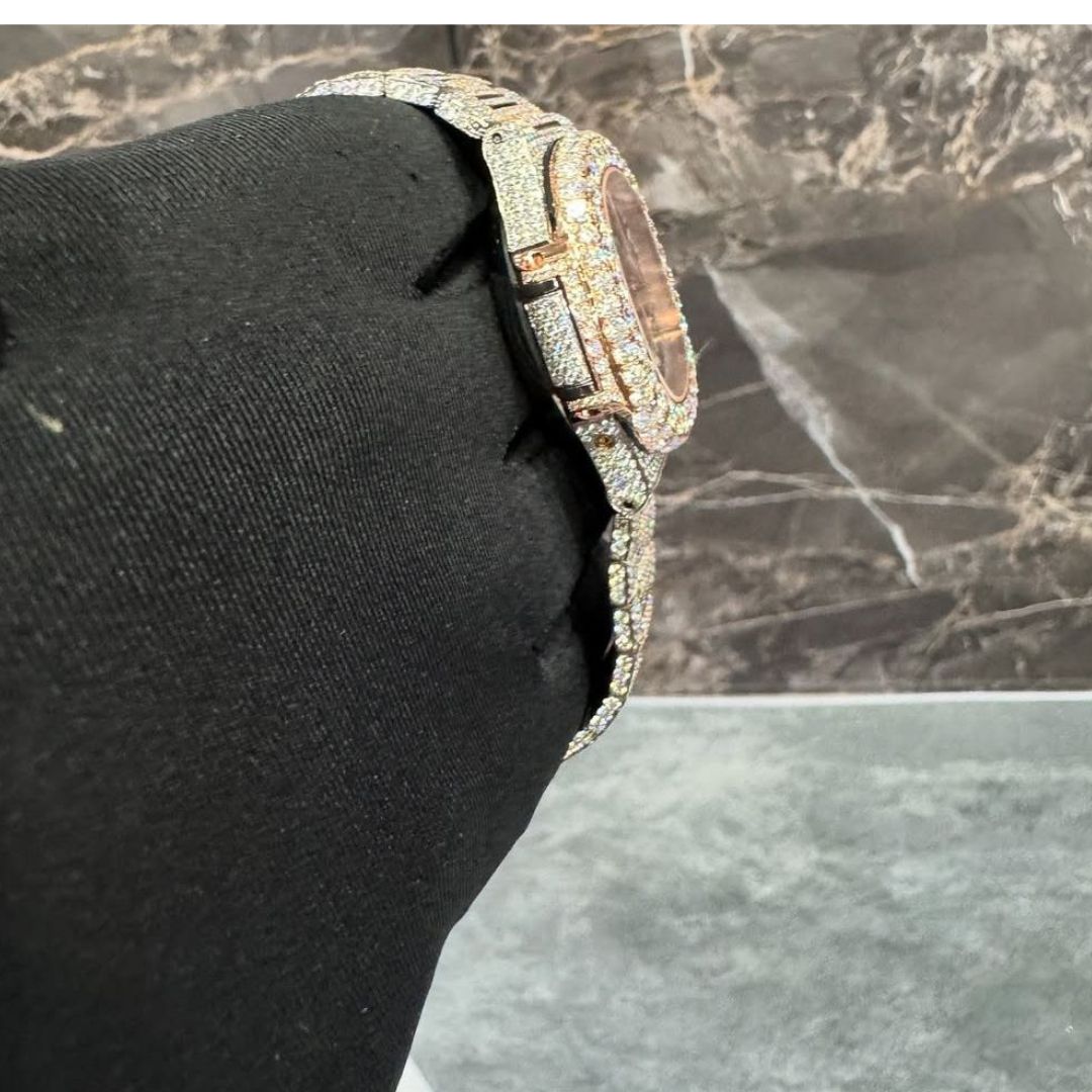 Modern Bust Down Moissanite Watch with Bold Sparkle - Image 5