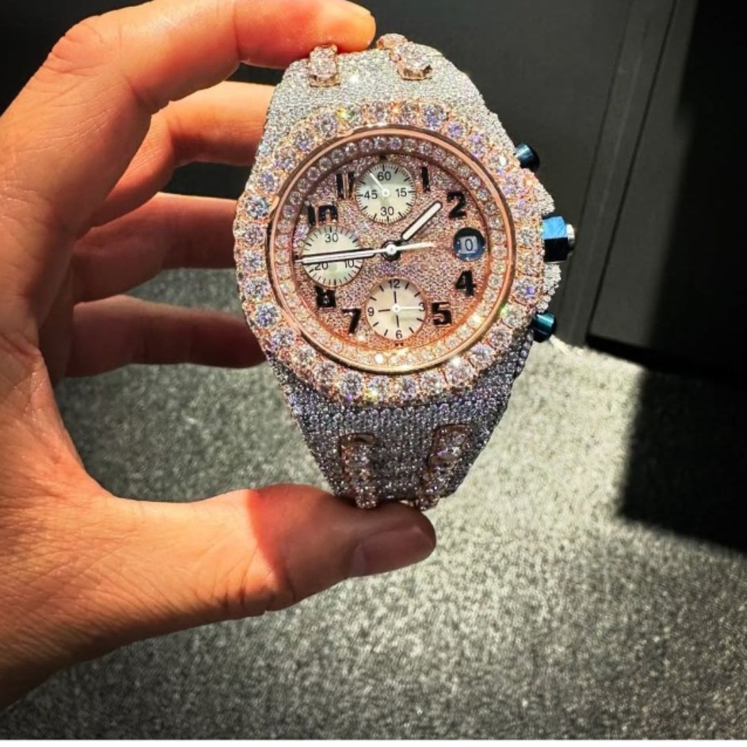 Diamond Moissanite Watch - Full Iced Out Skeleton Watch - Image 6