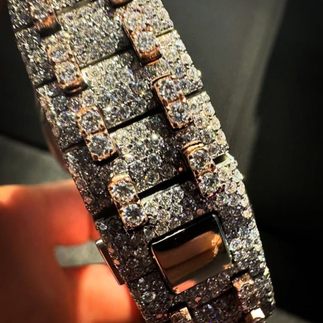 Diamond Moissanite Watch - Full Iced Out Skeleton Watch - Image 5