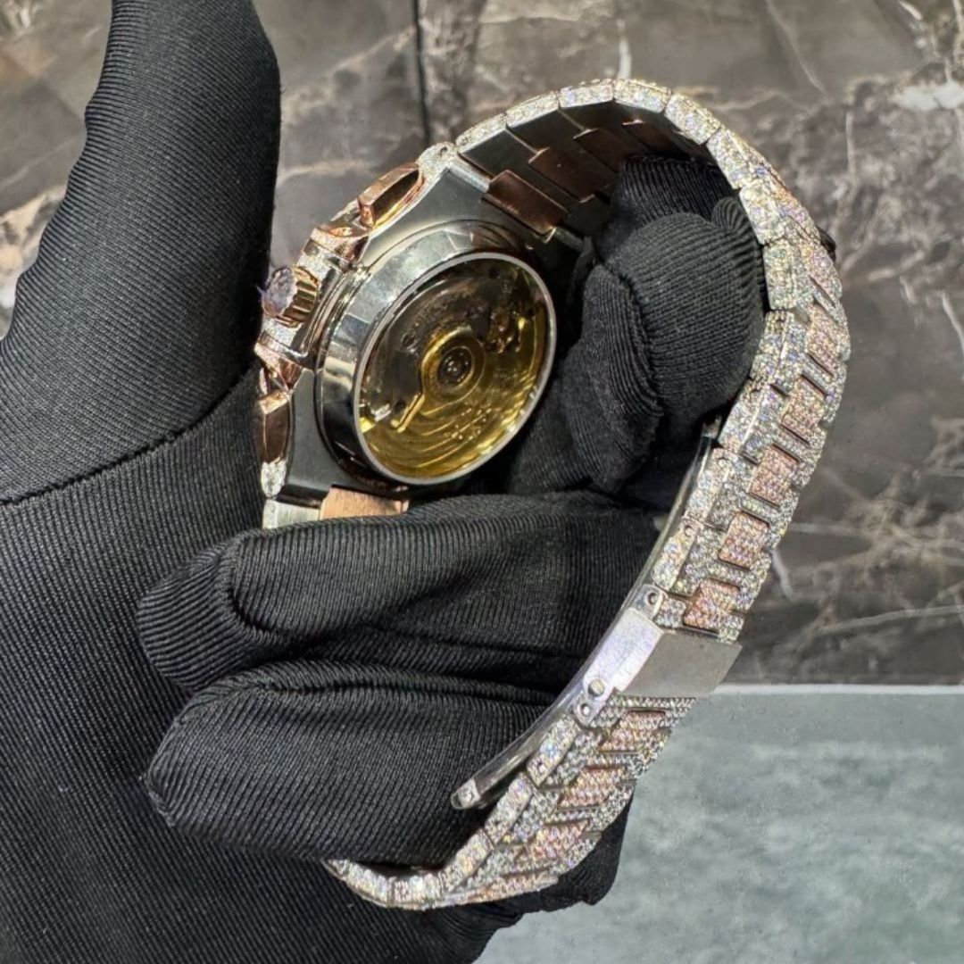 Modern Bust Down Moissanite Watch with Bold Sparkle - Image 3