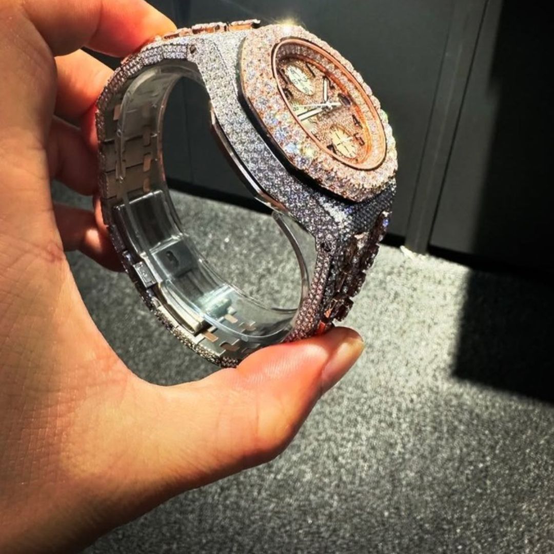 Diamond Moissanite Watch - Full Iced Out Skeleton Watch - Image 4