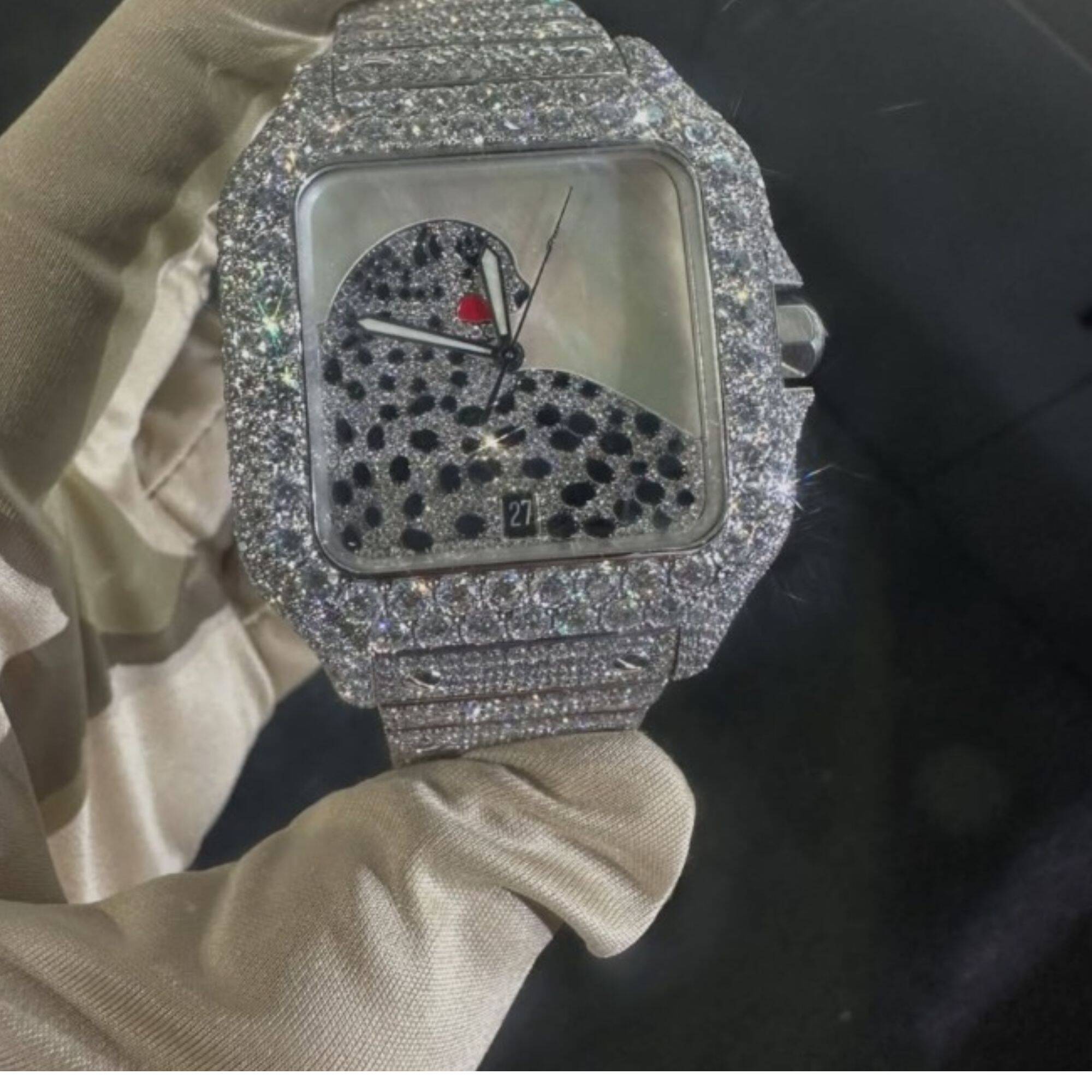 Premium Iced Out Moissanite Watches for Men with VVS Stones