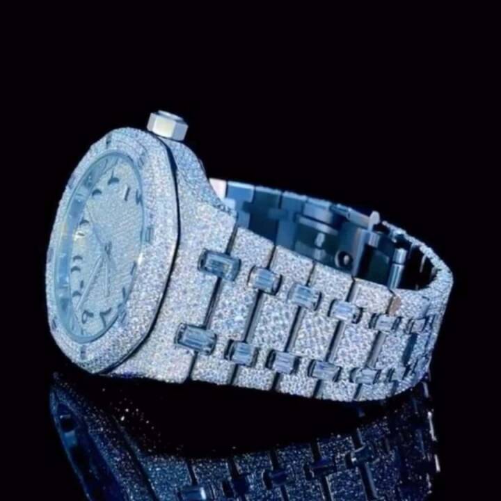 White Gold Plated Bust Down Moissanite Watch - Image 4