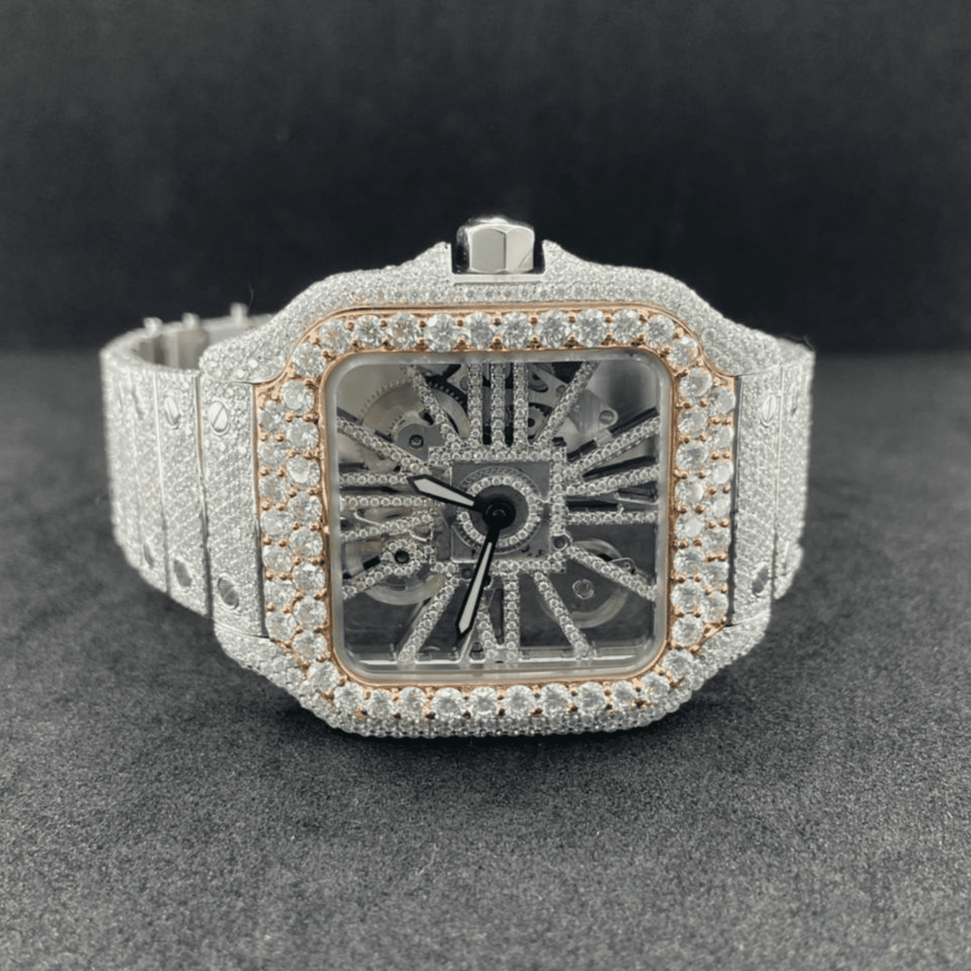 Trendy Men's Watch Iced Out 44mm White Gold Plated