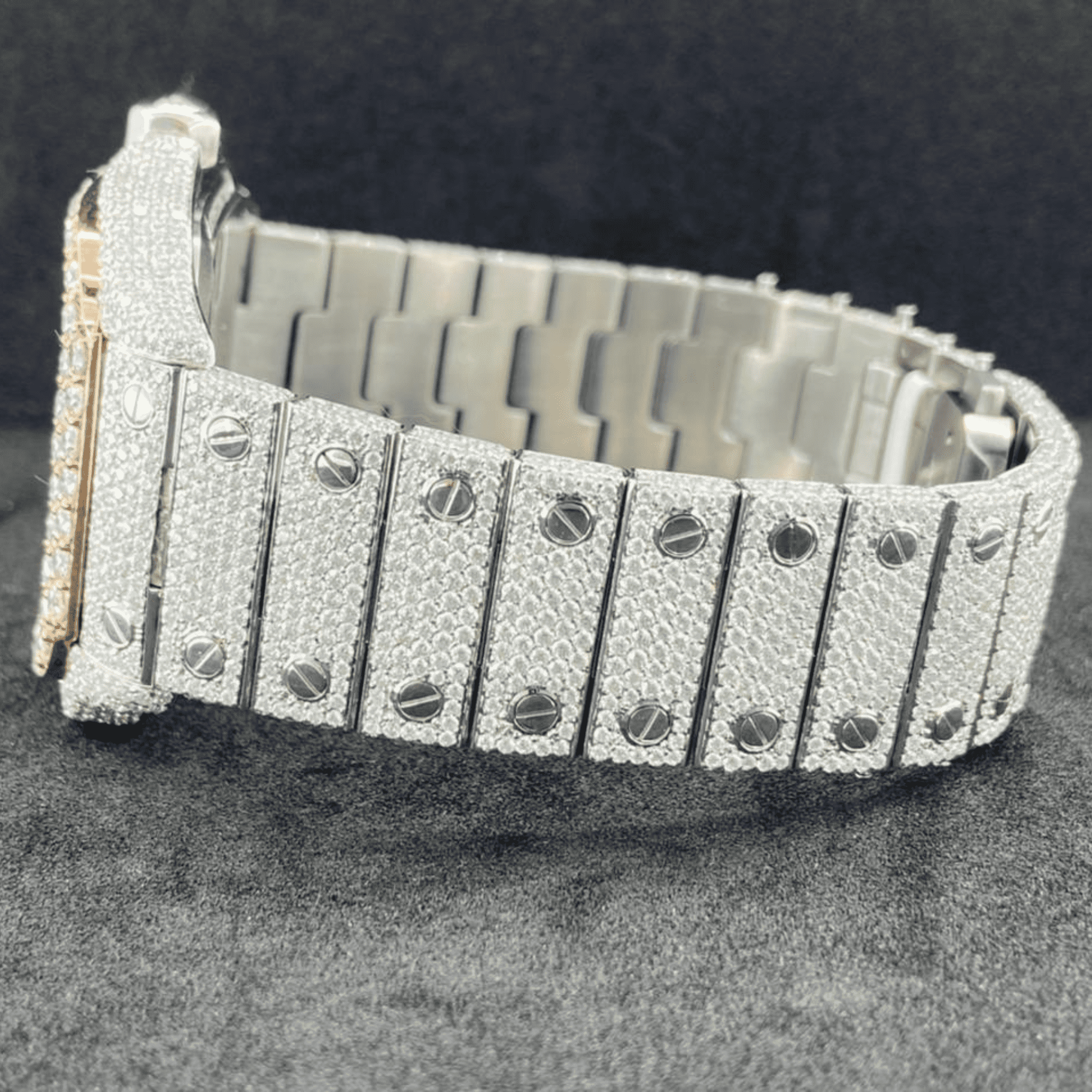 Trendy Men's Watch Iced Out 44mm White Gold Plated - Image 4