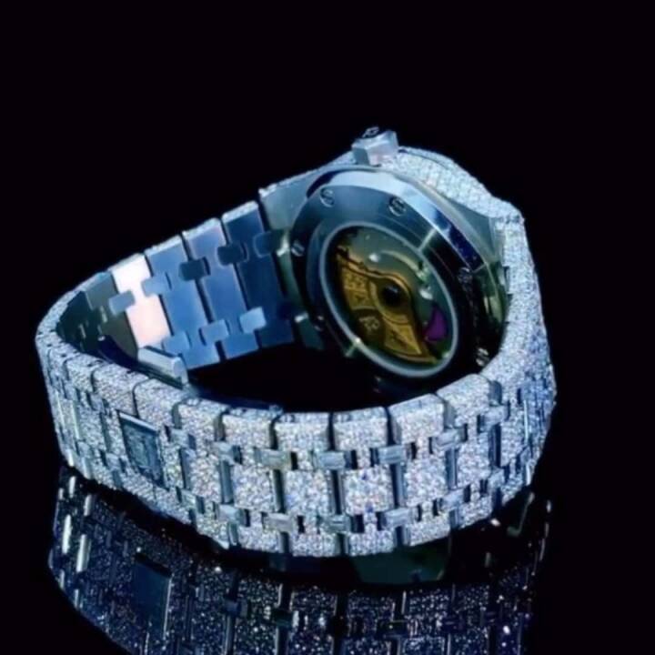 White Gold Plated Bust Down Moissanite Watch - Image 3