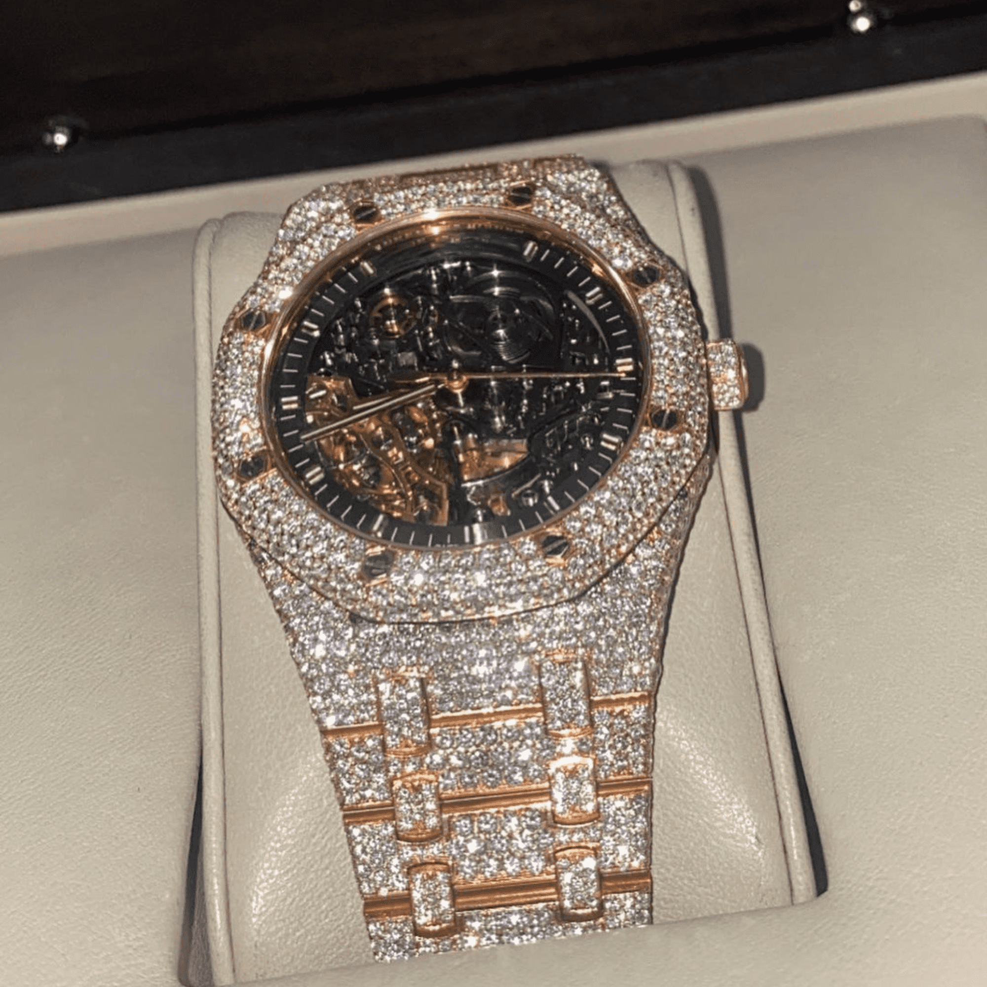 Classic Automatic Watch with Iced Out Bust Down Finish