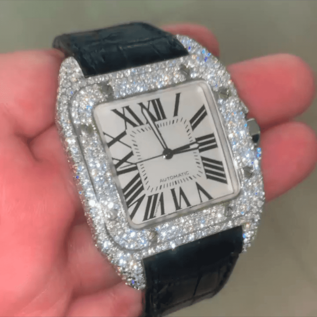 Hip-Hop Style Moissanite Watch with Silicone Band - Image 3