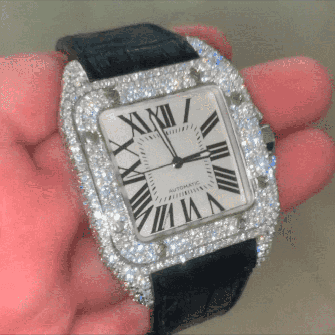 Hip-Hop Style Moissanite Watch with Silicone Band