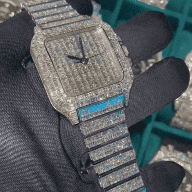 Stainless Steel Hip Hop Luxury Moissanite Watch