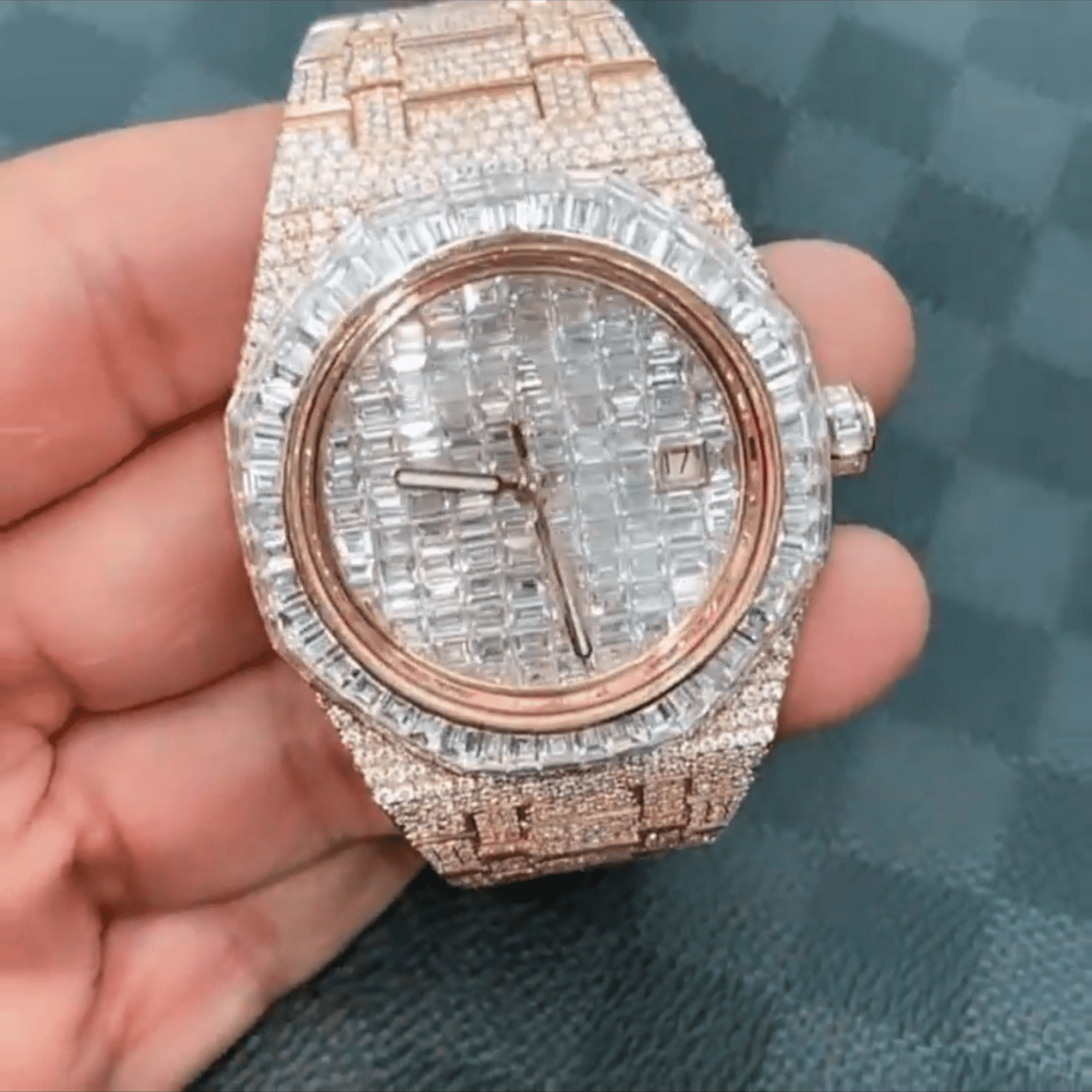 Stainless Steel Iced Out VVS Moissanite Men's Watch