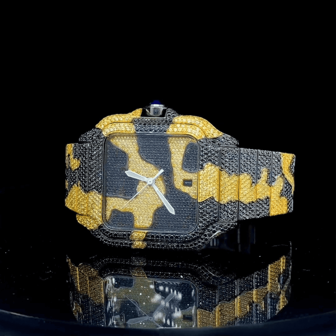 Men’s Stainless Steel Bust Down VVS Moissanite Watch