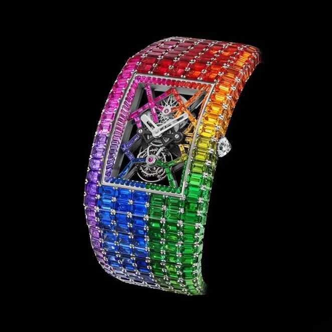 Billionaire Rainbow Moissanite Bust Down Watch