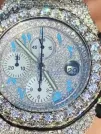 Custom Arabic Dial Chronograph Jumbo Flower Bezel Bust Down Watch – VVS Moissanite Blue Edition