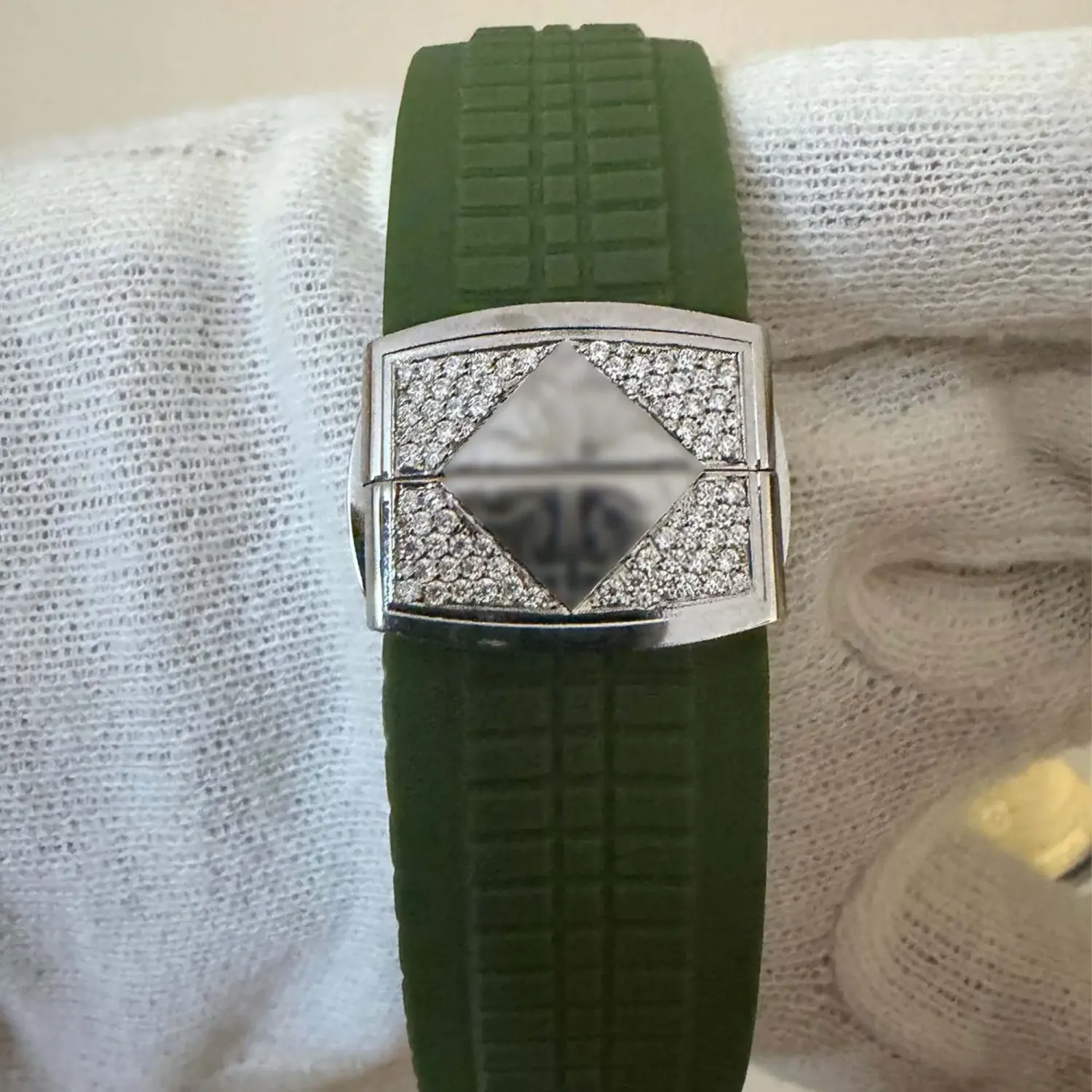 IcedJewelz Fully Iced Out Custom Sport Watch – Black & Olive Green Edition - Image 4