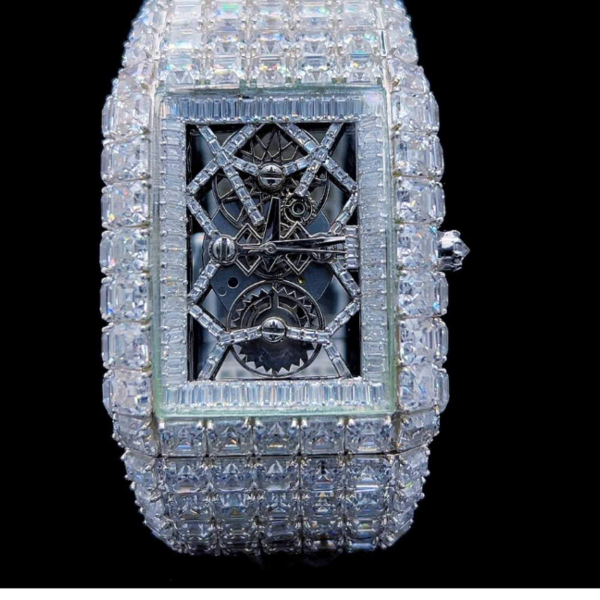 Bust Down Moissanite Watches Iced Out with VVS Stones 3 Bust Down Moissanite Watches Iced Out with VVS Stones - Image 3