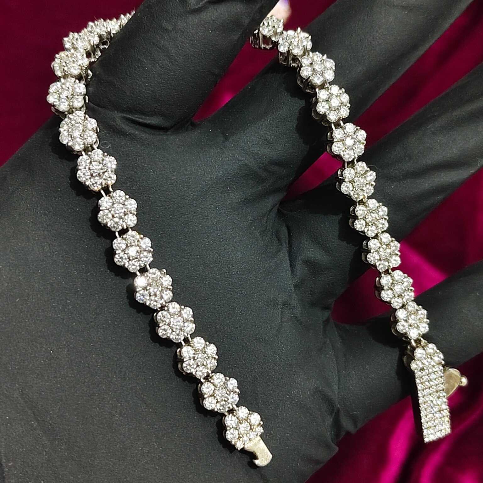 IcedJewelz VVS1 Moissanite "Floral Frost" Cluster Tennis Bracelet 3 IcedJewelz VVS1 Moissanite "Floral Frost" Cluster Tennis Bracelet - Image 3