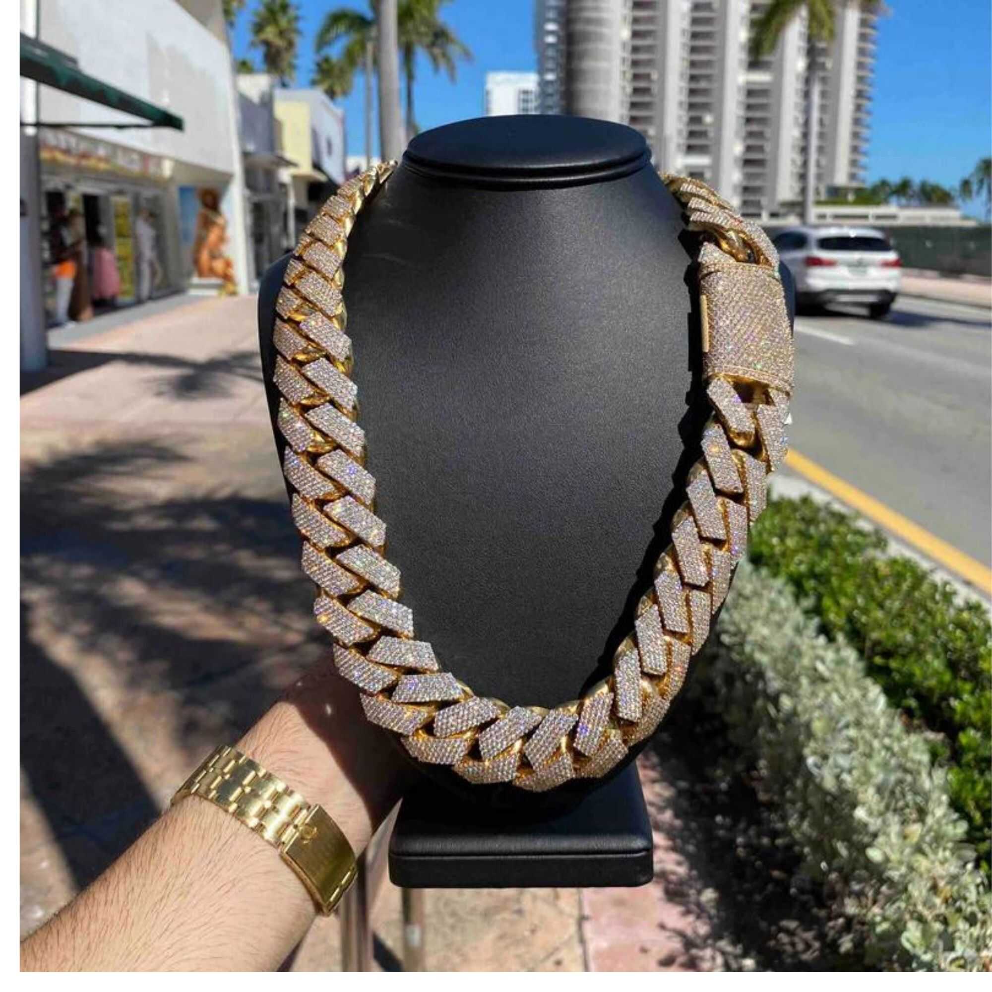 925 Men’s Silver Diamond Moissanite Chains Iced Out Cuban Link Chain - Image 4