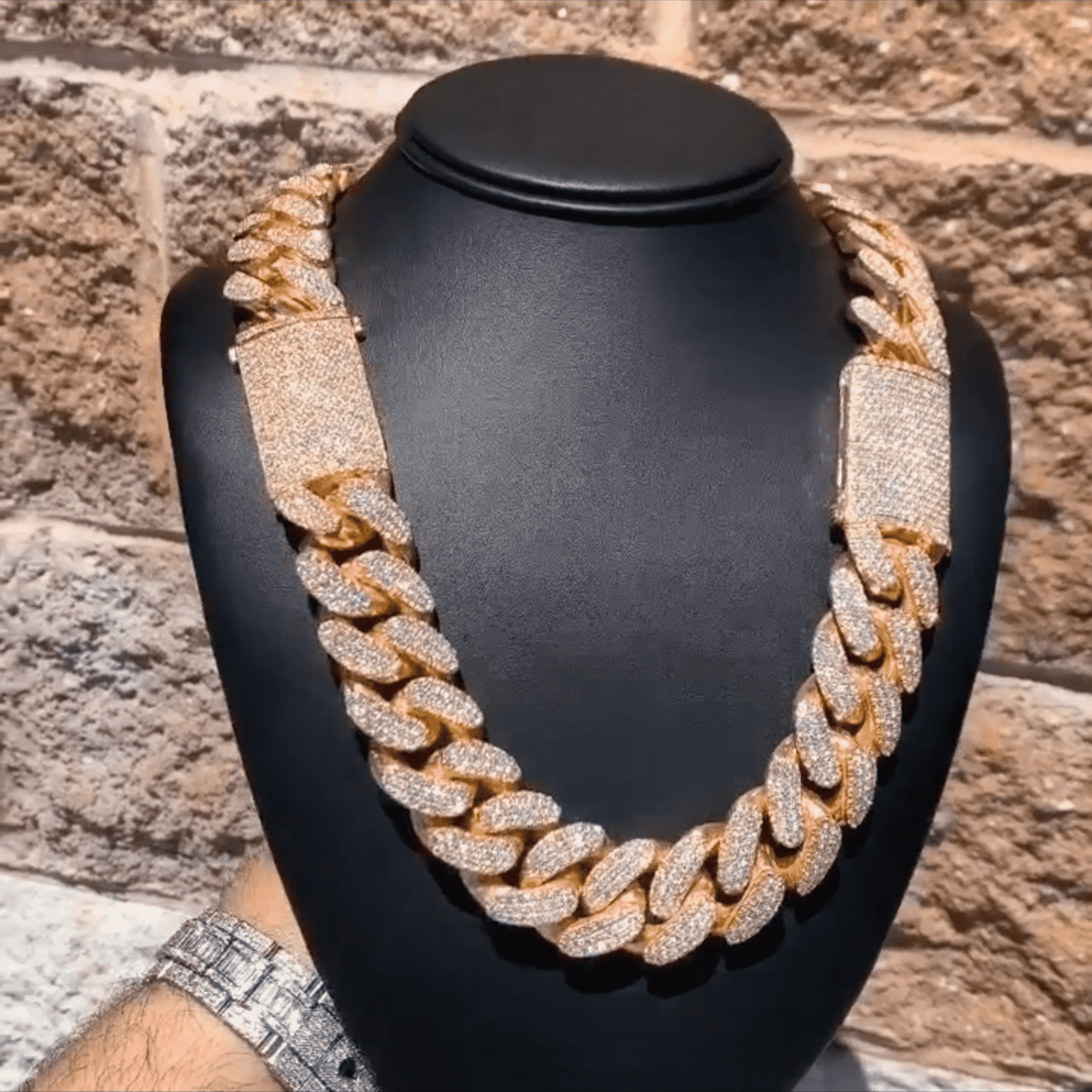 925 Men’s Silver Diamond Tone Iced Out Cuban Link Moissanite Chains